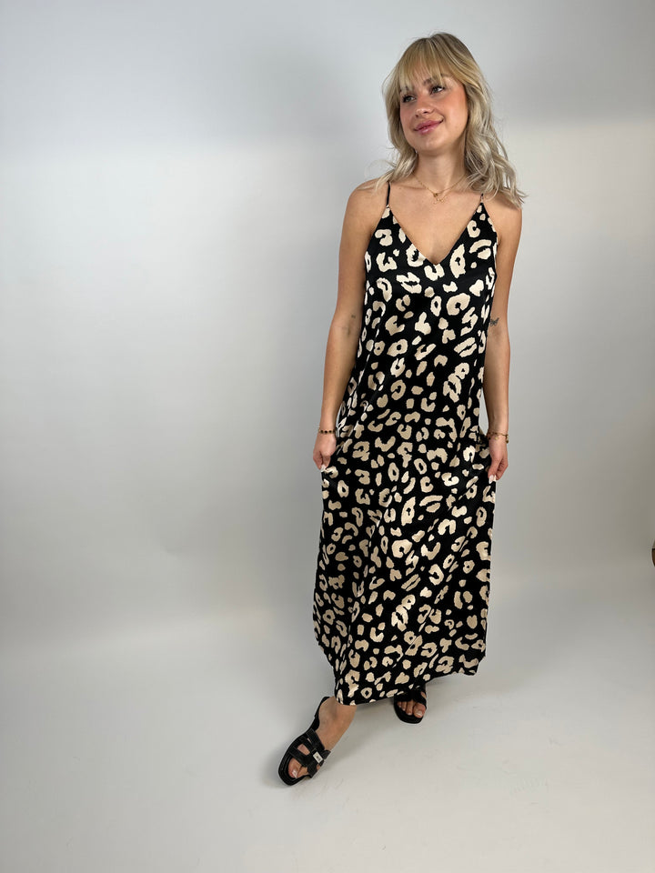 Leoprint Kleid mit Spaghettiträgern