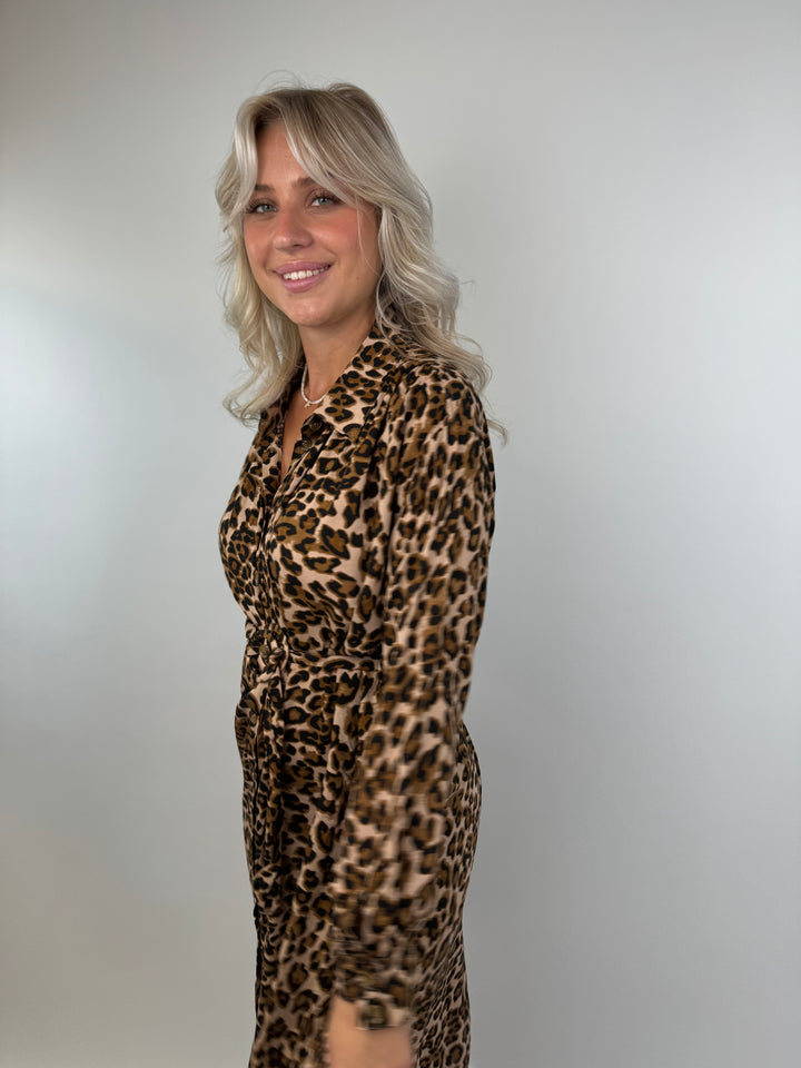 Langes Kleid mit Leoprint Wild