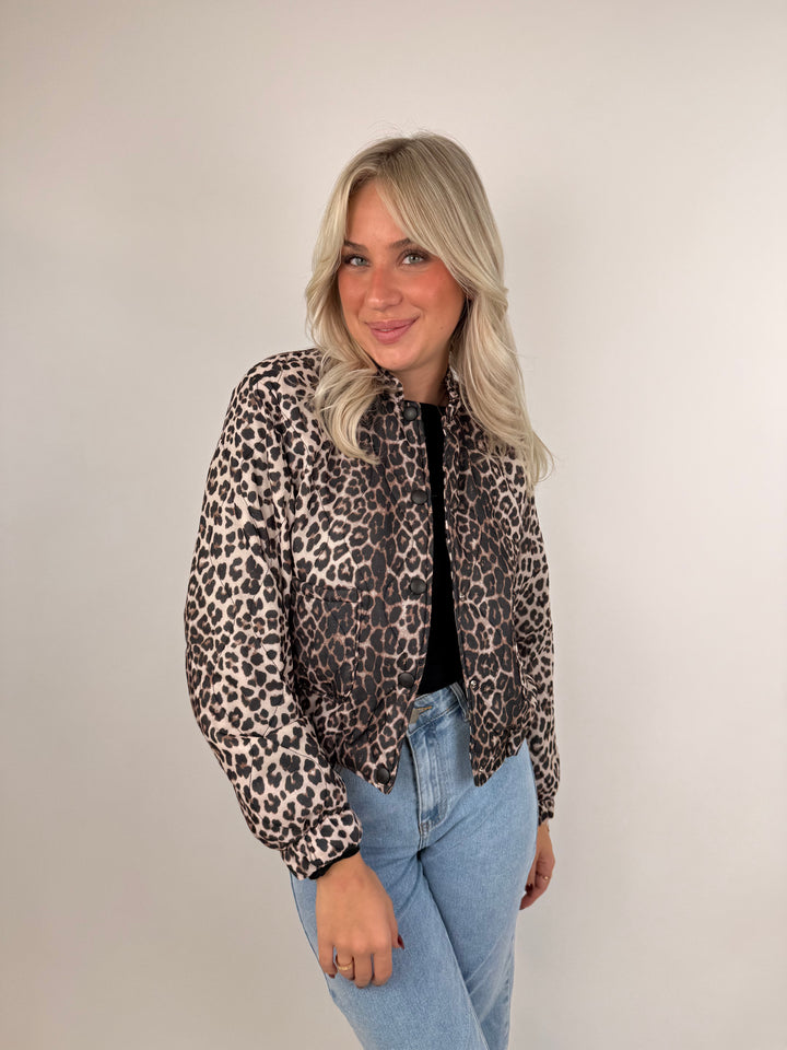 Leichte Bomberjacke mit Leoprint Celina