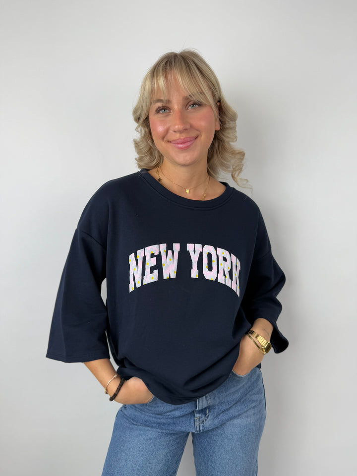 Oversize Sweater mit 3/4 Ärmeln New York