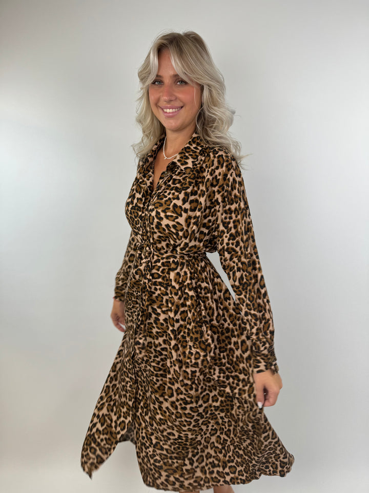 Langes Kleid mit Leoprint Wild