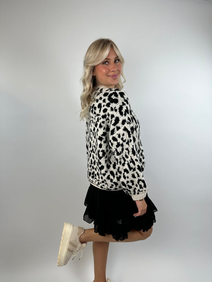 Offener Cardigan mit Leoprint