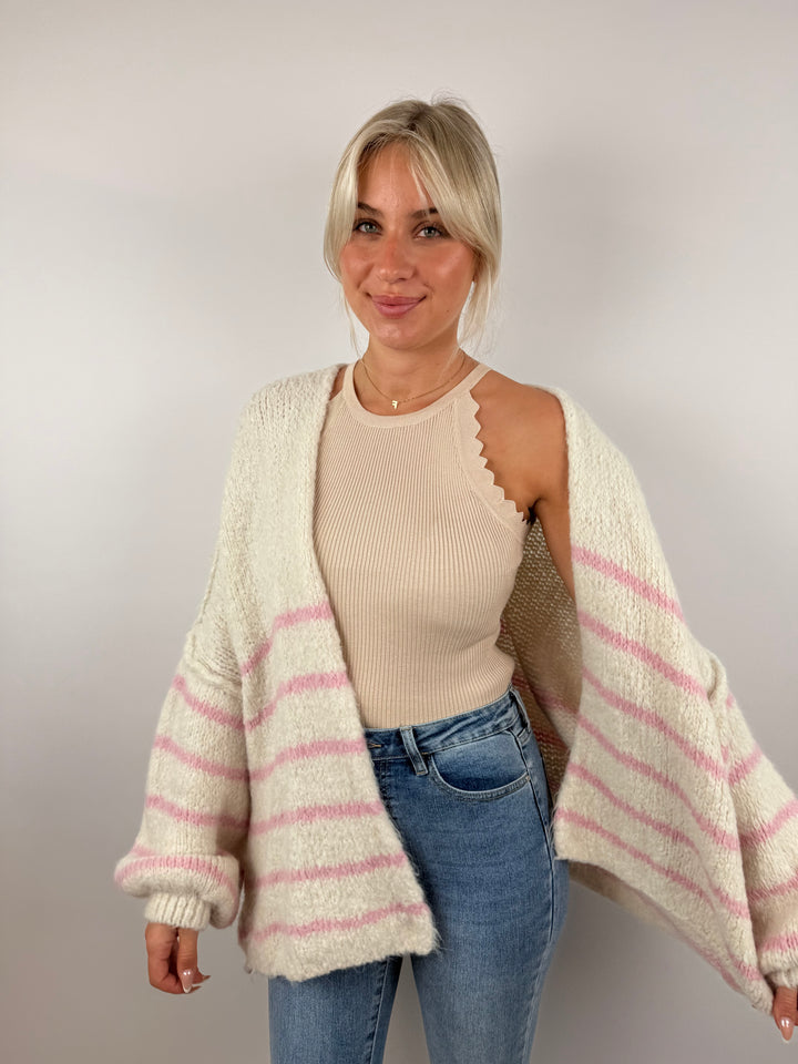 Oversize Strickcardigan Half Stripes