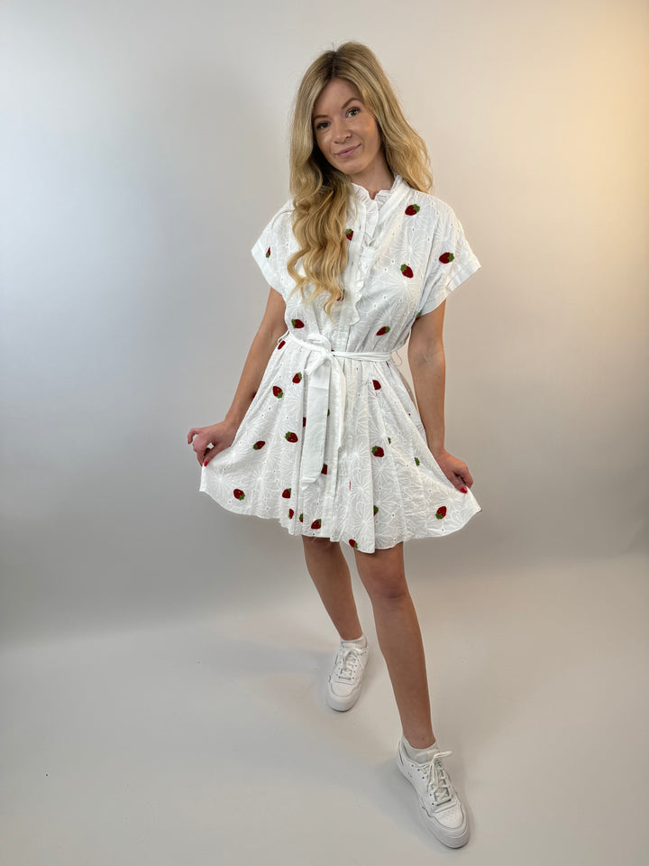 Kleid mit Stickereien Sweet Strawberrys