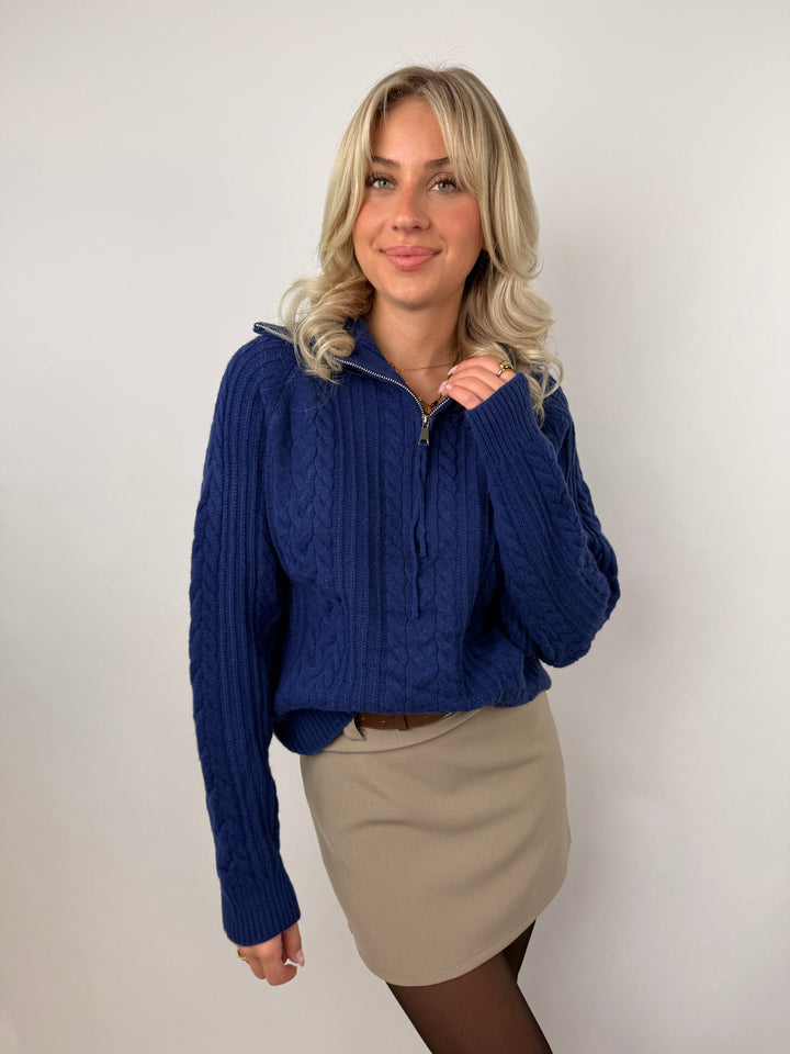 Half-Zip Pullover mit Zopfmuster Kate