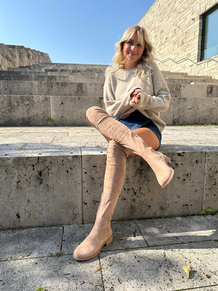 Overknee Boots aus Wildlederimitat