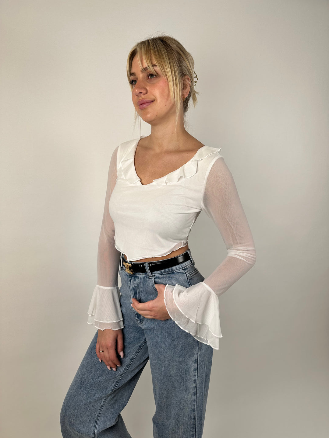 Cropped Rüschenbluse Elif