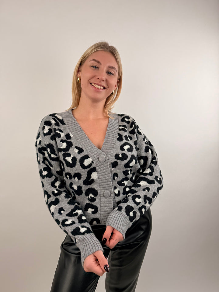 Cardigan mit Leoprint Thea