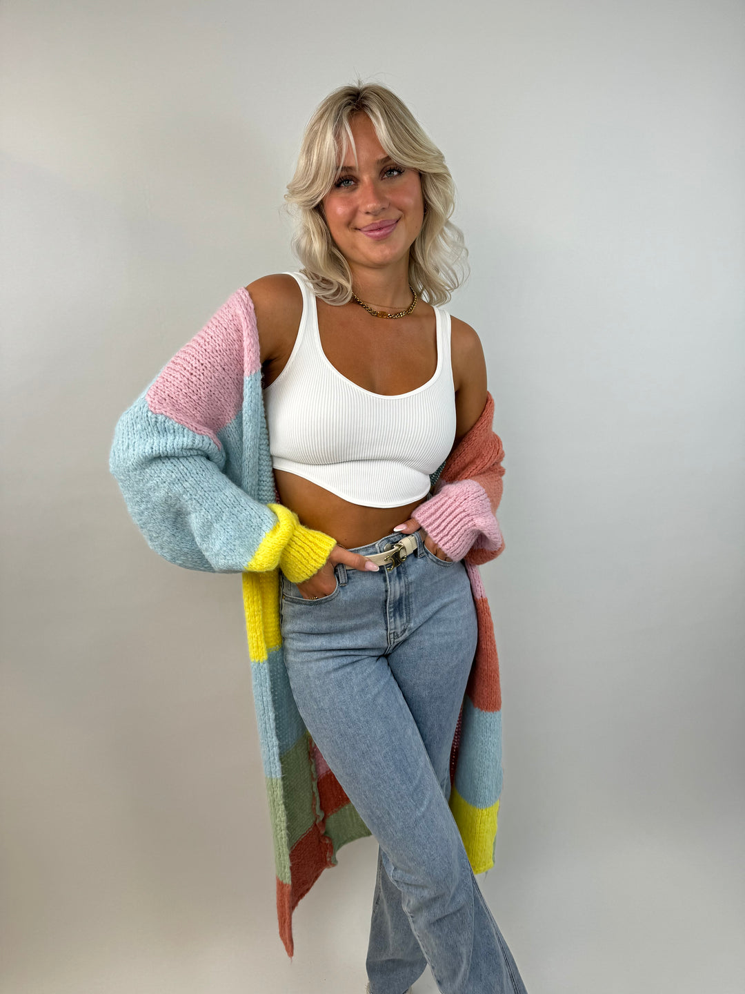 Langer Oversize Cardigan Rainbow