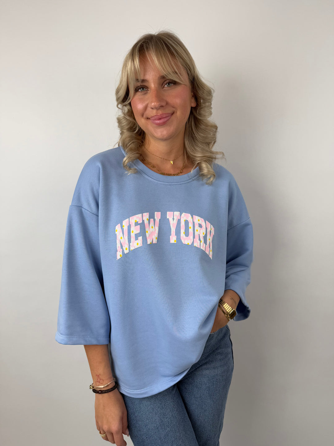 Oversize Sweater mit 3/4 Ärmeln New York