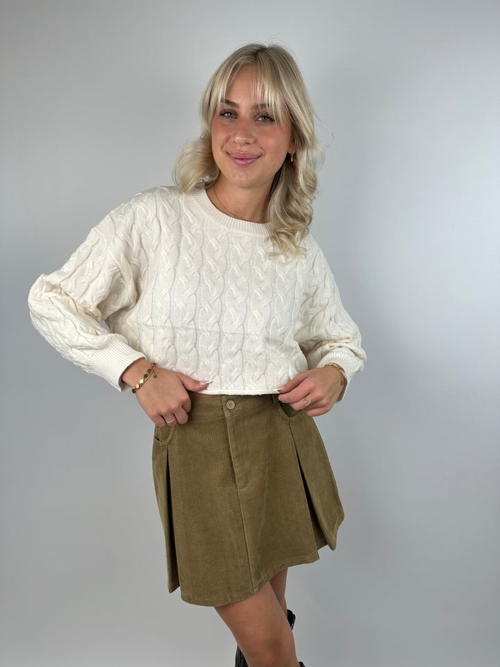 Cropped Strickpullover mit Zopfmuster Linda