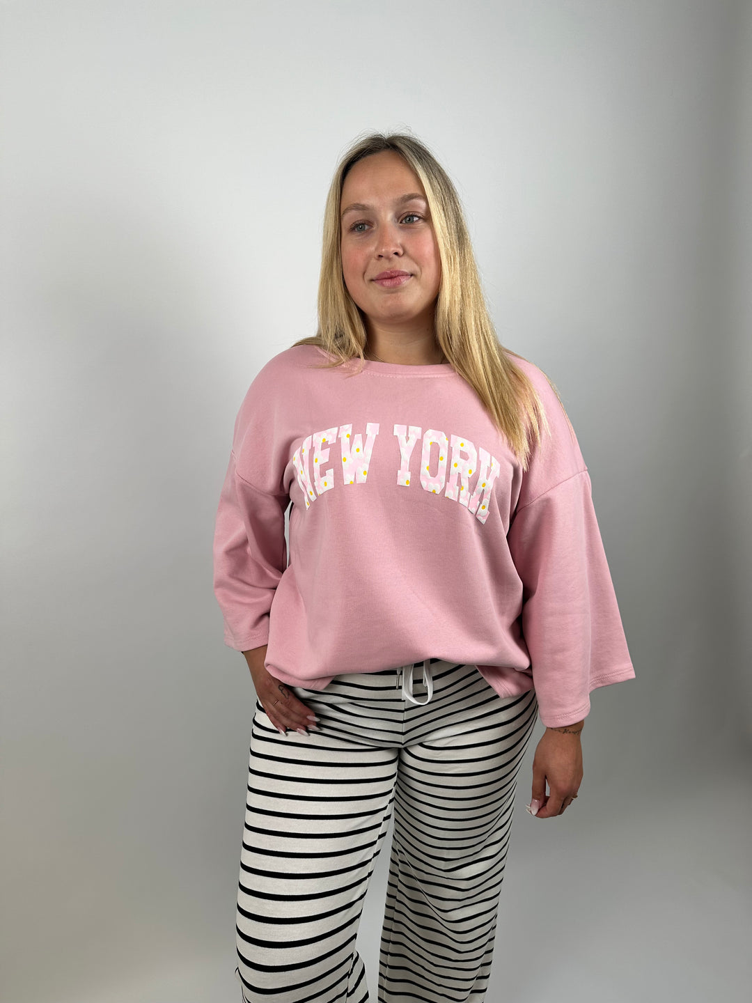 Oversize Sweater mit 3/4 Ärmeln New York