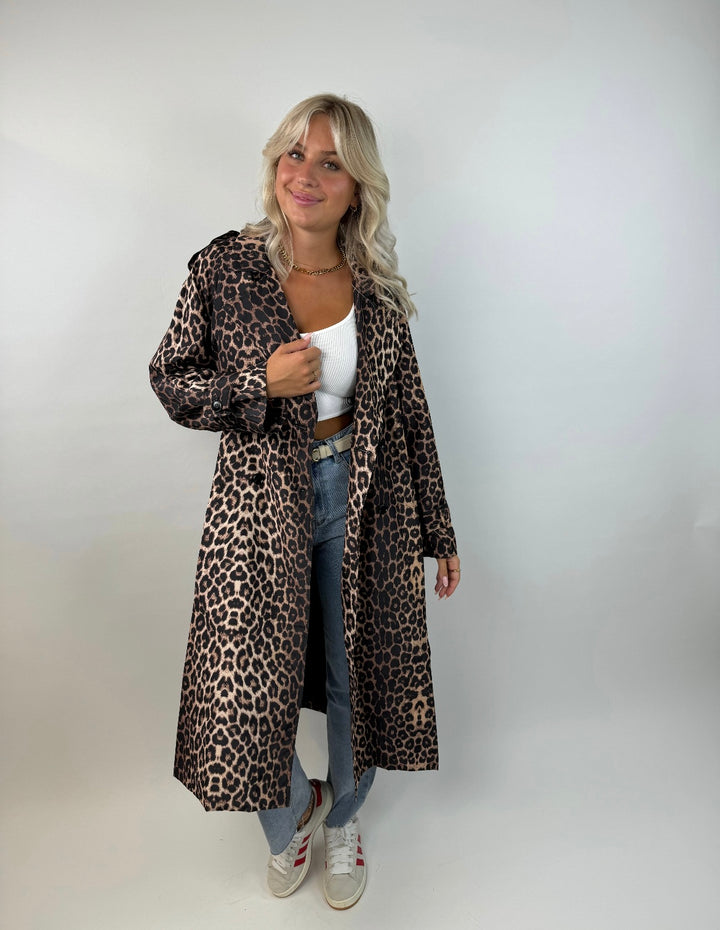 Trenchcoat mit Leoprint Gr. M/L (Einzelteil)