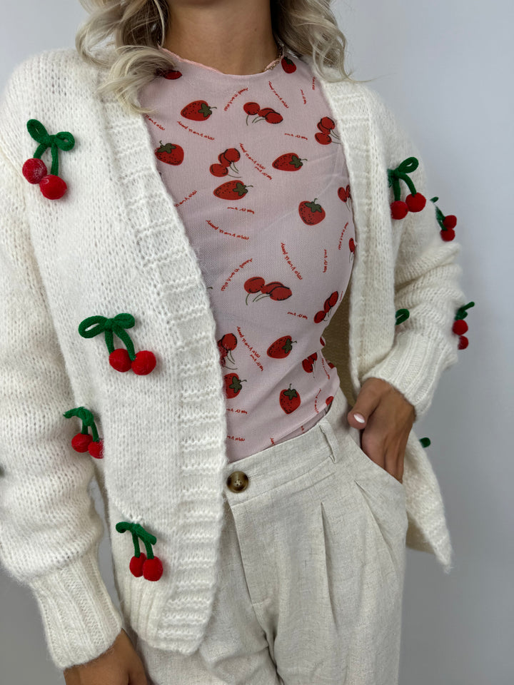 Offener Cardigan Cherry