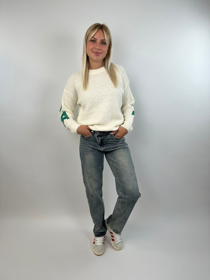 Straight Fit Jeans mit überkreuztem Low Waist Bund