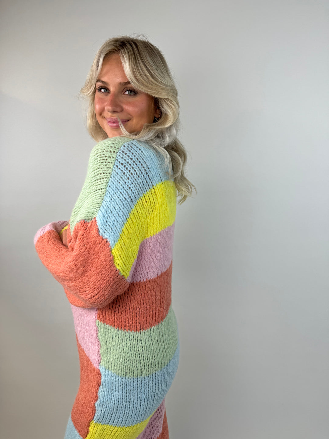 Langer Oversize Cardigan Rainbow