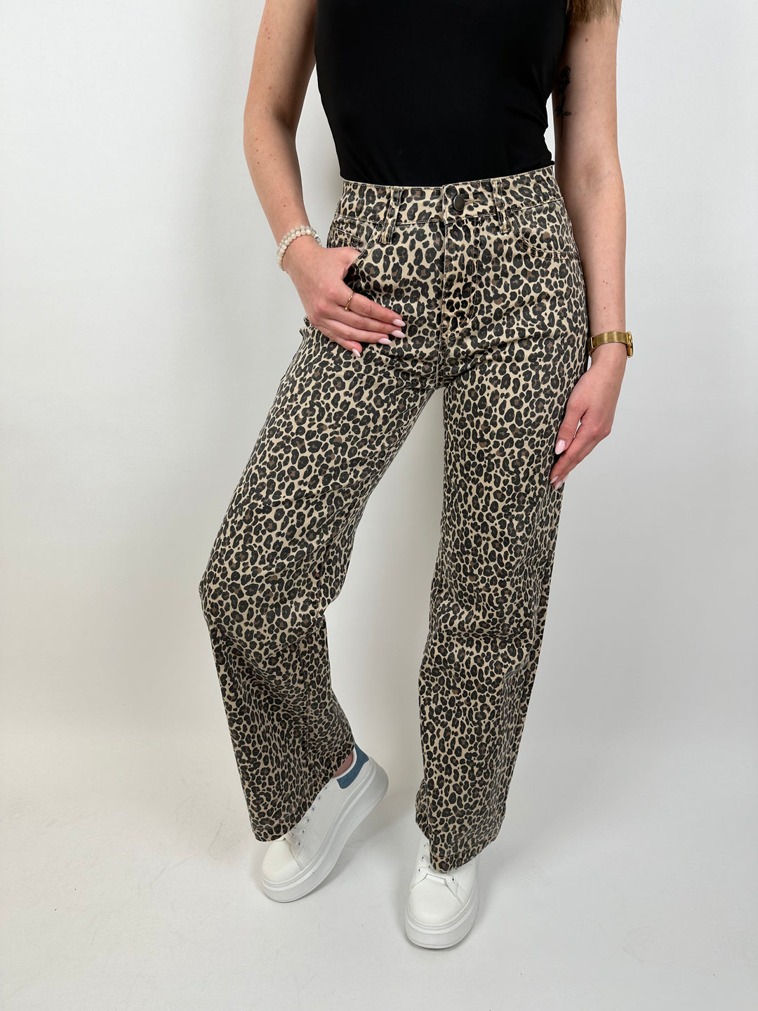 Straight Fit Jeans mit Leoprint (LW-611)