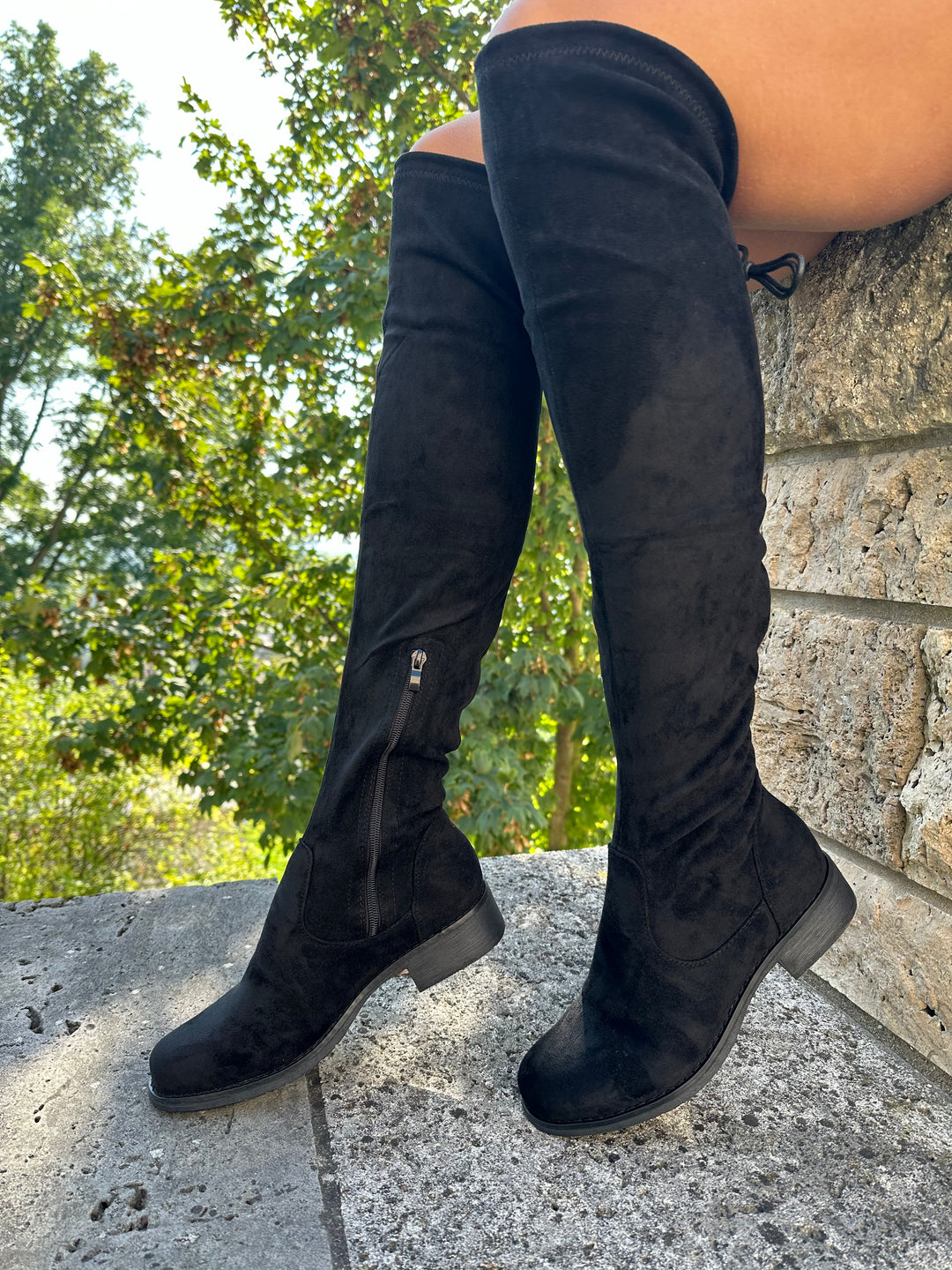 Overknee Boots aus Wildlederimitat