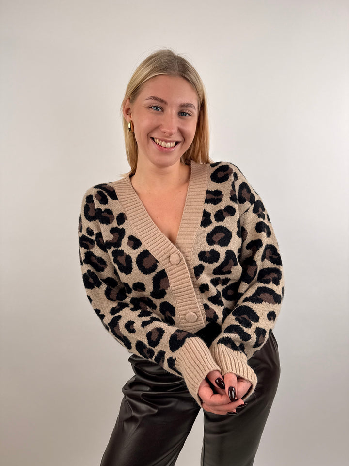 Cardigan mit Leoprint Thea