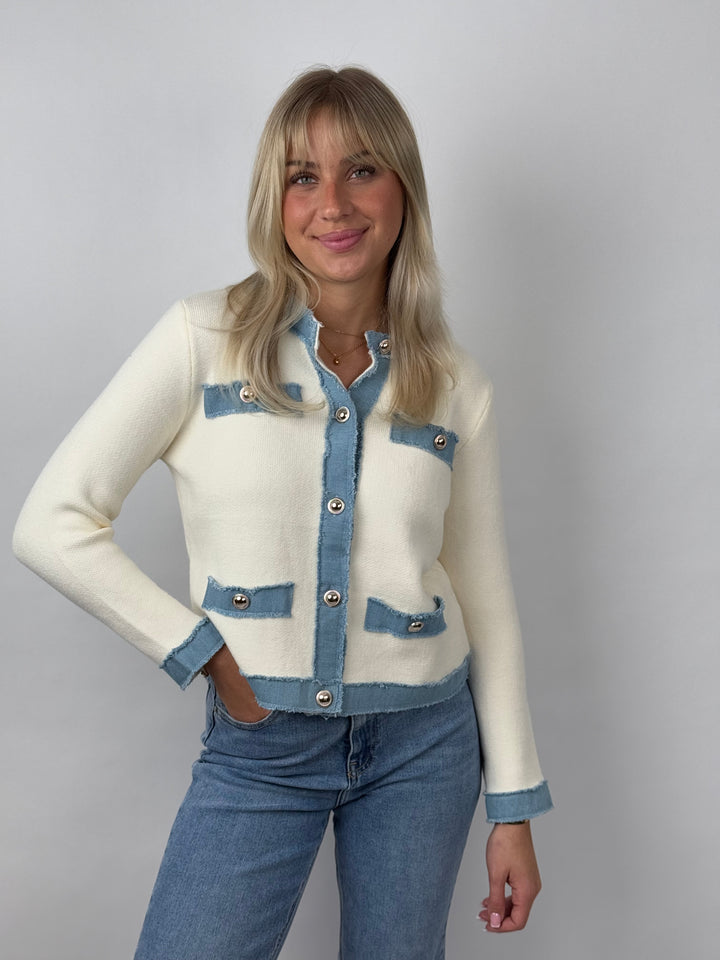 Strickblazer mit Jeansdetails