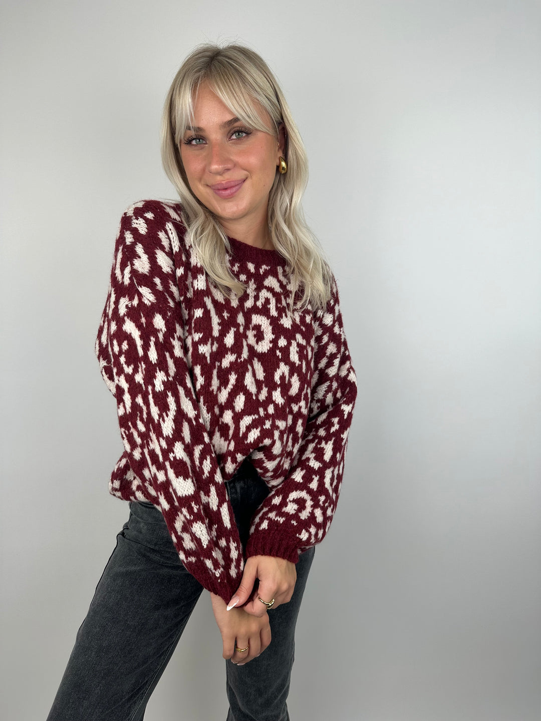 Oversize Pullover mit Leoprint