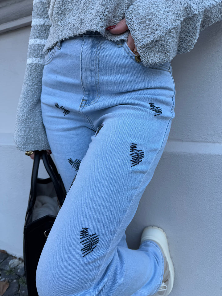 Straight Fit Jeans Blue Hearts (2869)