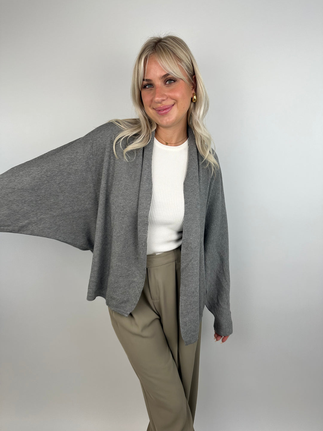 Casual Cardigan mit Wasserfallausschnitt