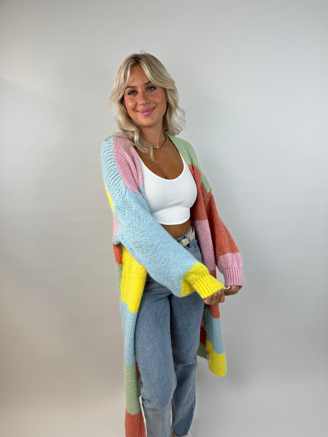 Langer Oversize Cardigan Rainbow