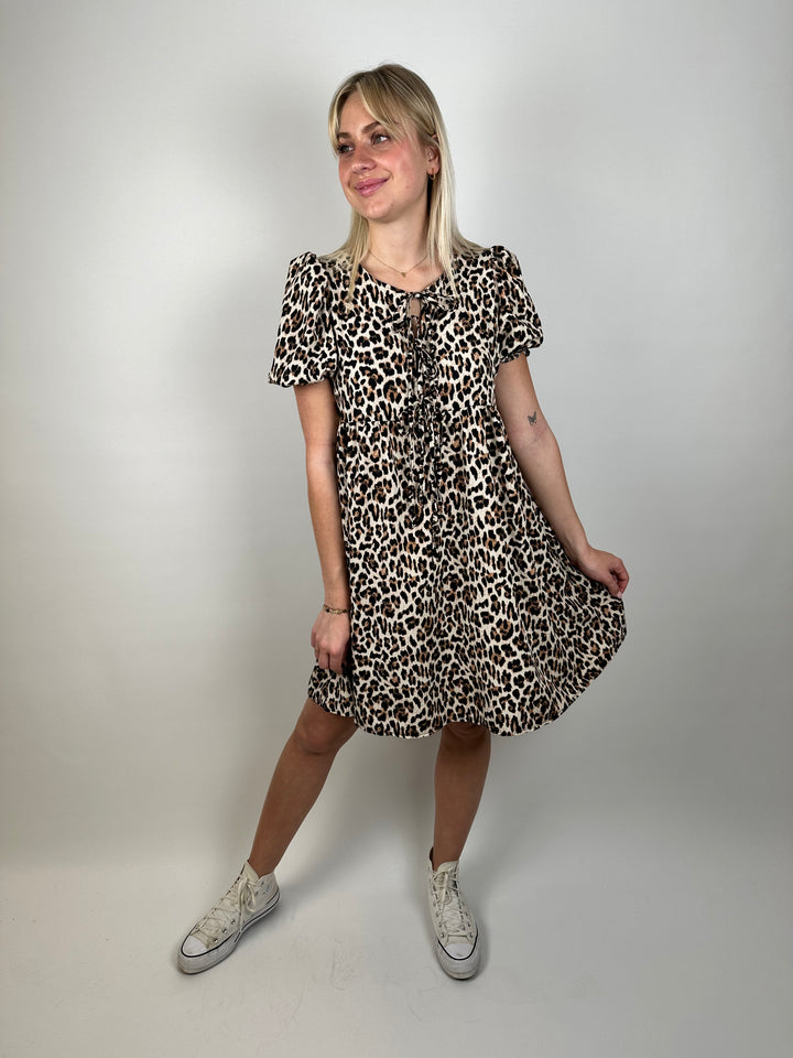 Kleid mit Leoprint und Schleifen Paula