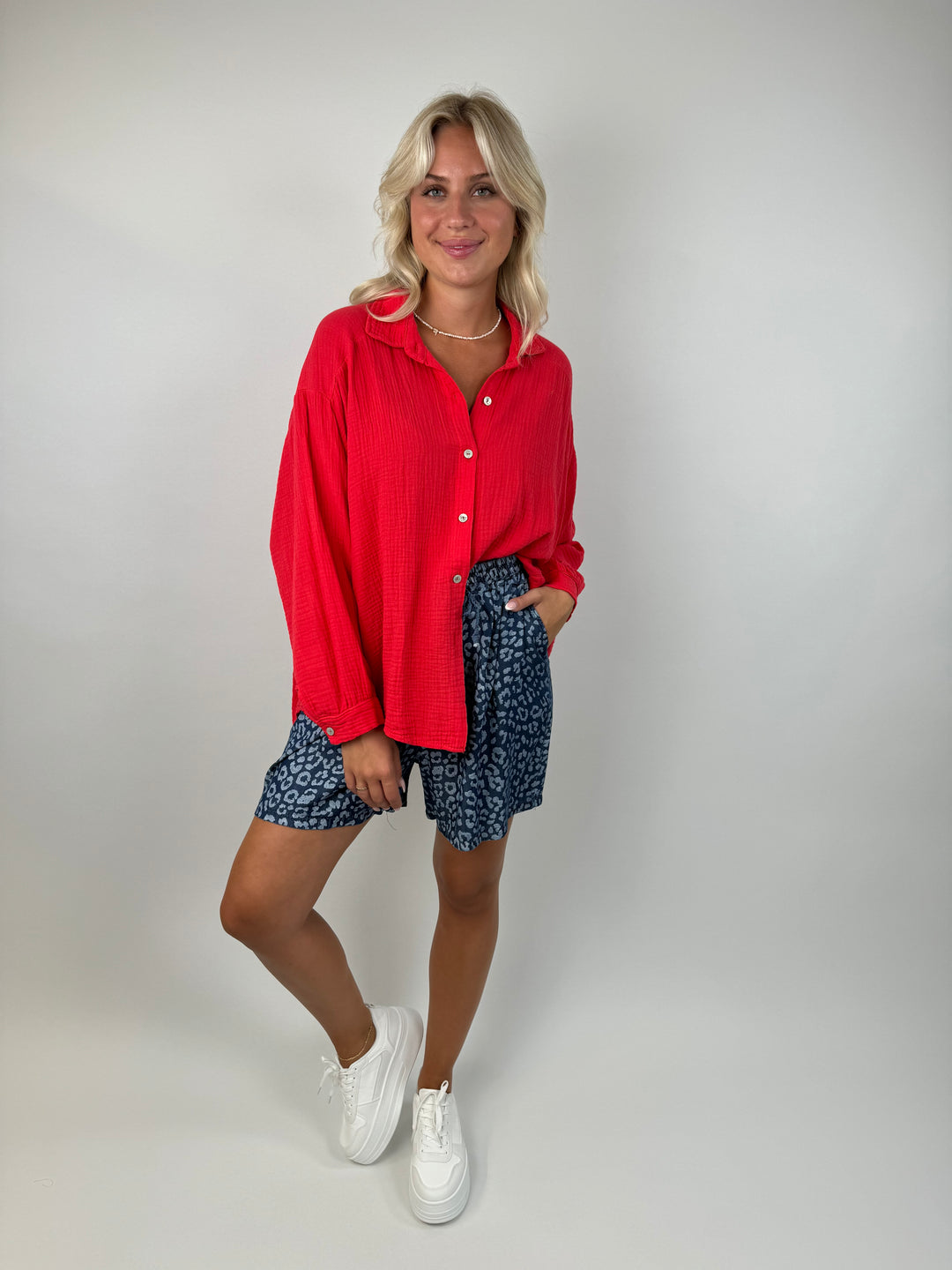 Shorts mit Leoprint Denim Summer