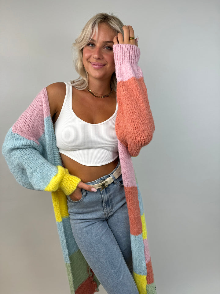 Langer Oversize Cardigan Rainbow