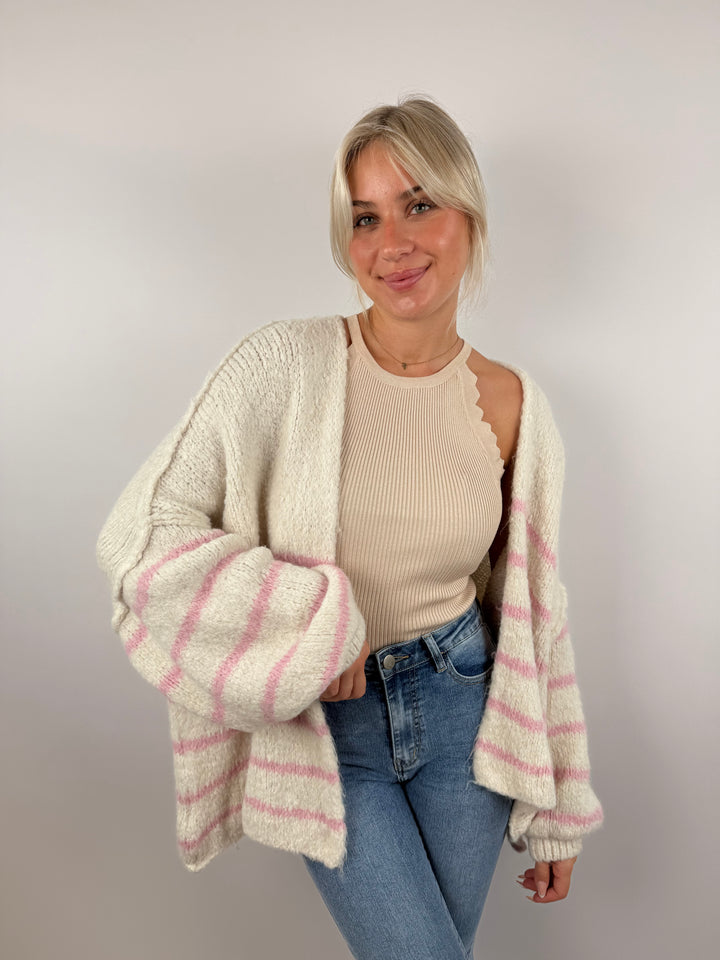 Oversize Strickcardigan Half Stripes