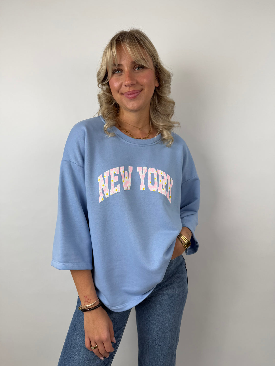 Oversize Sweater mit 3/4 Ärmeln New York