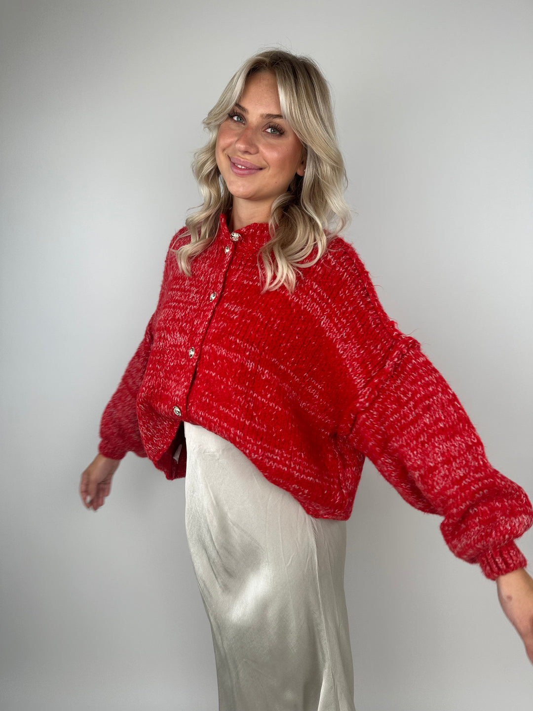 Melierter Oversize Cardigan Claire (kurz)