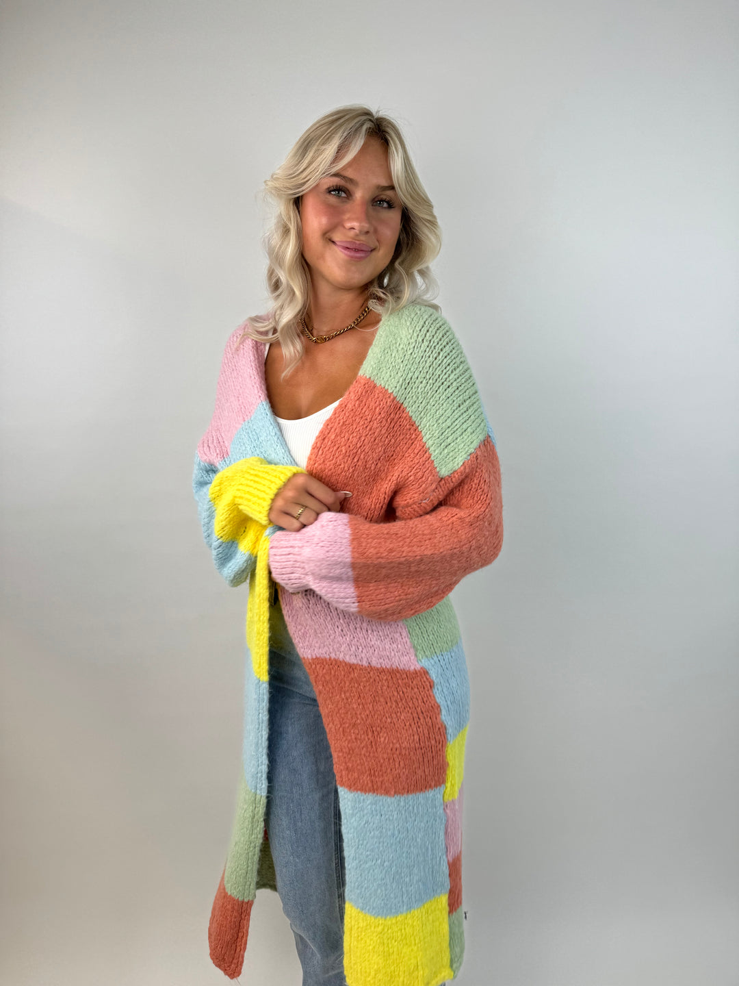 Langer Oversize Cardigan Rainbow