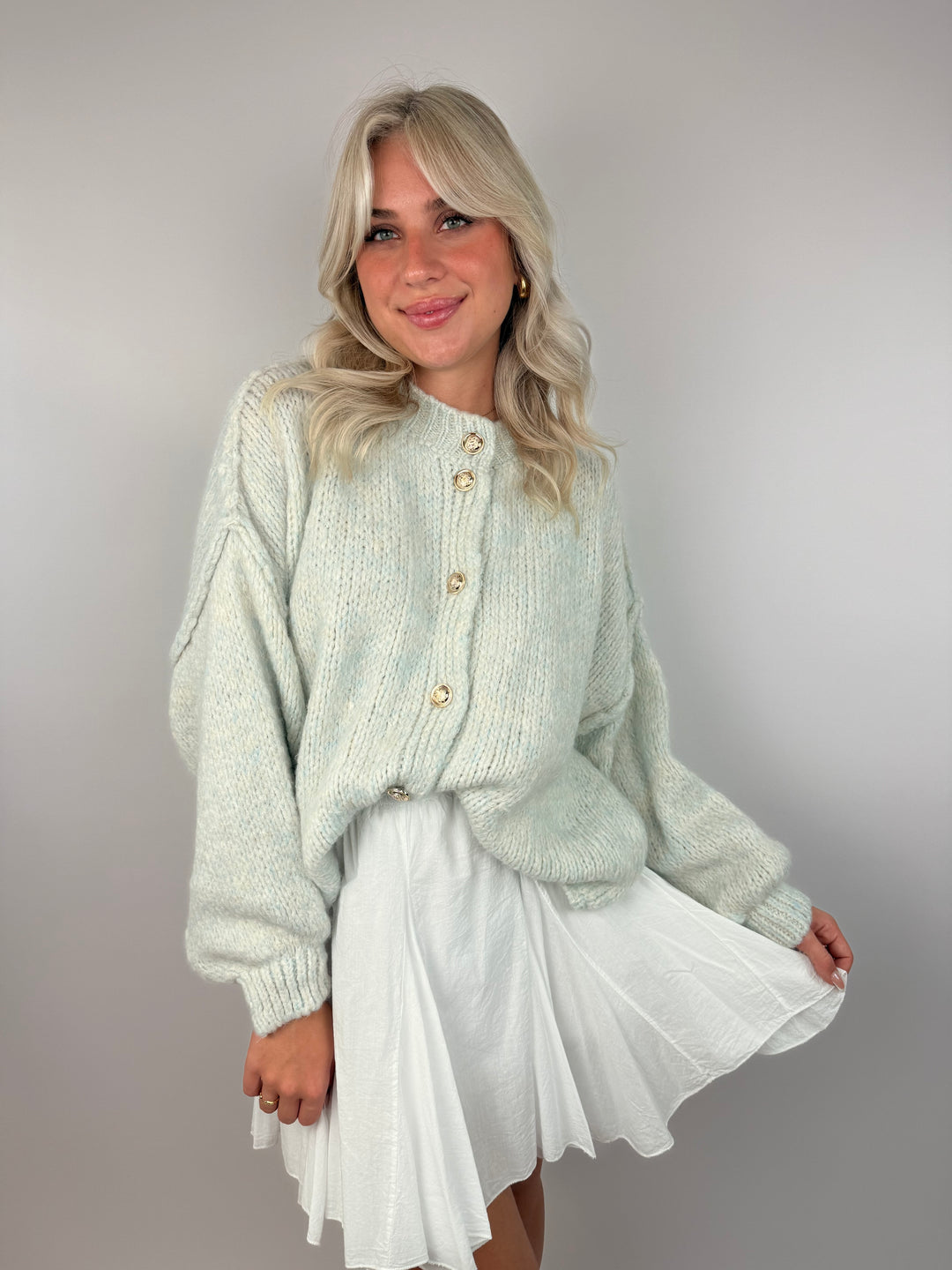 Melierter Oversize Cardigan Claire (kurz)