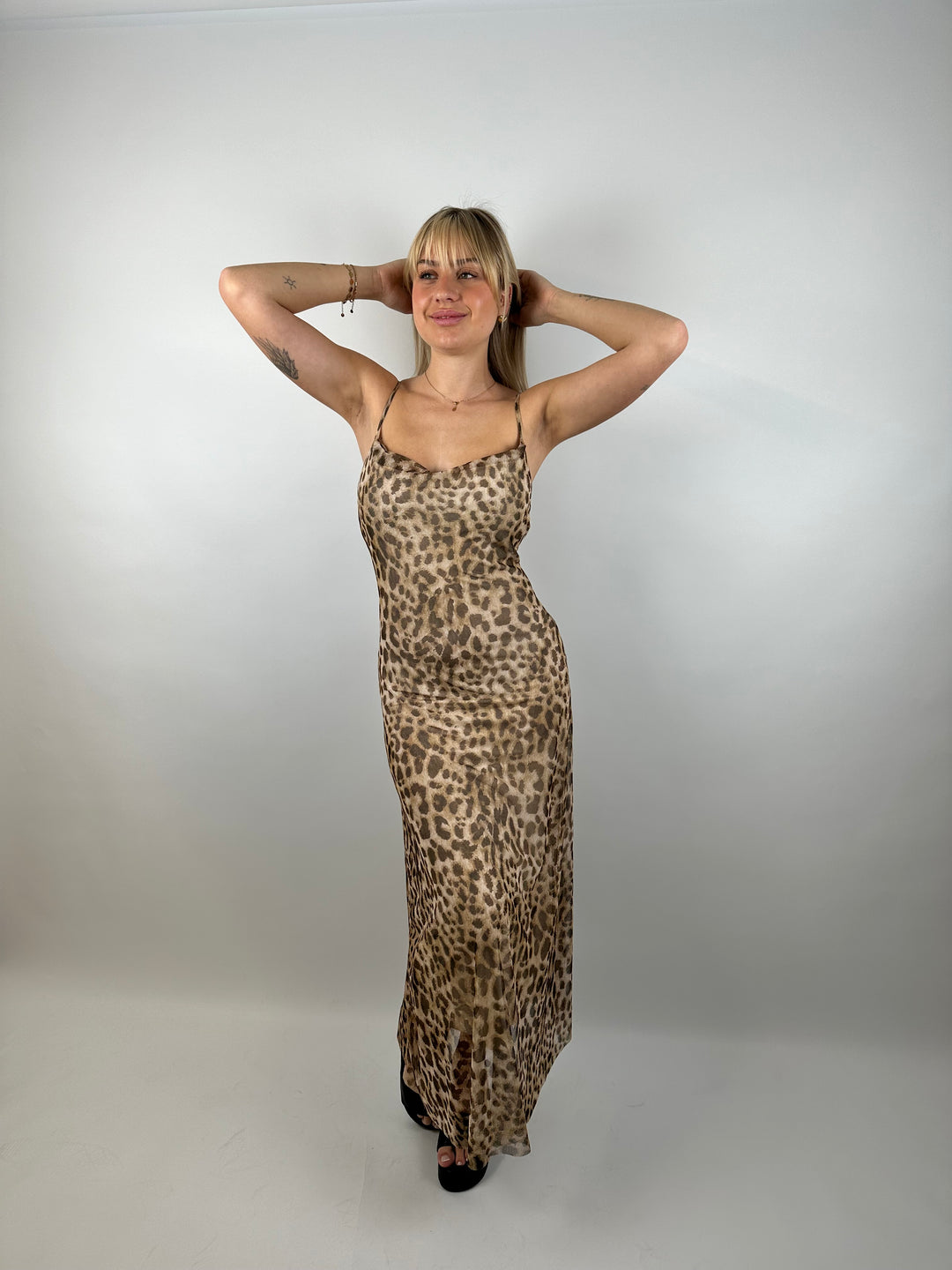 Meshkleid mit Leoprint Leona