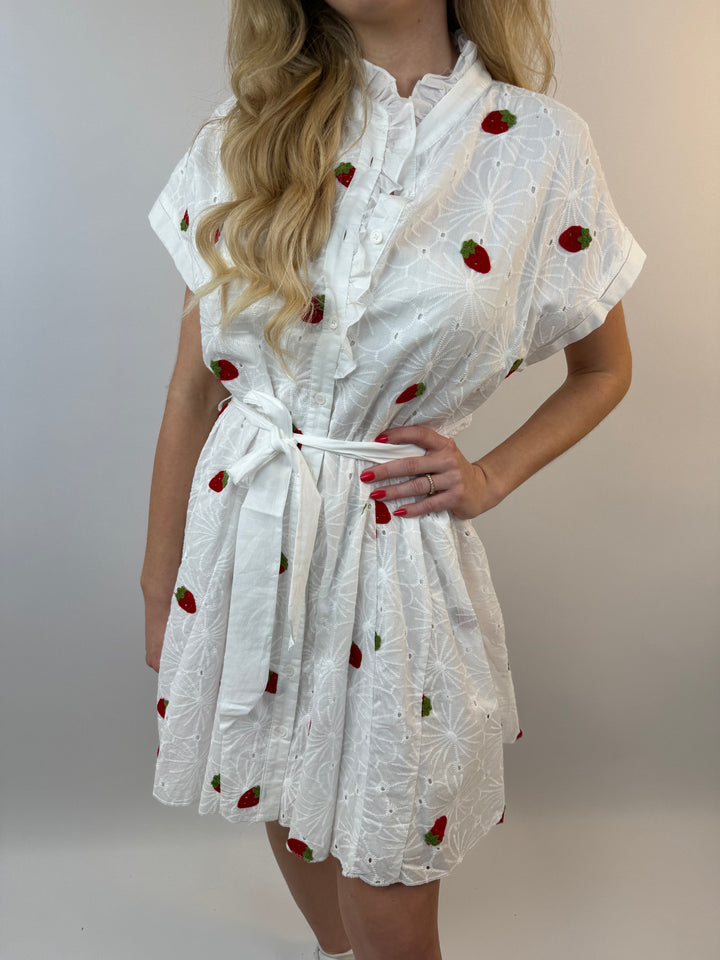 Kleid mit Stickereien Sweet Strawberrys