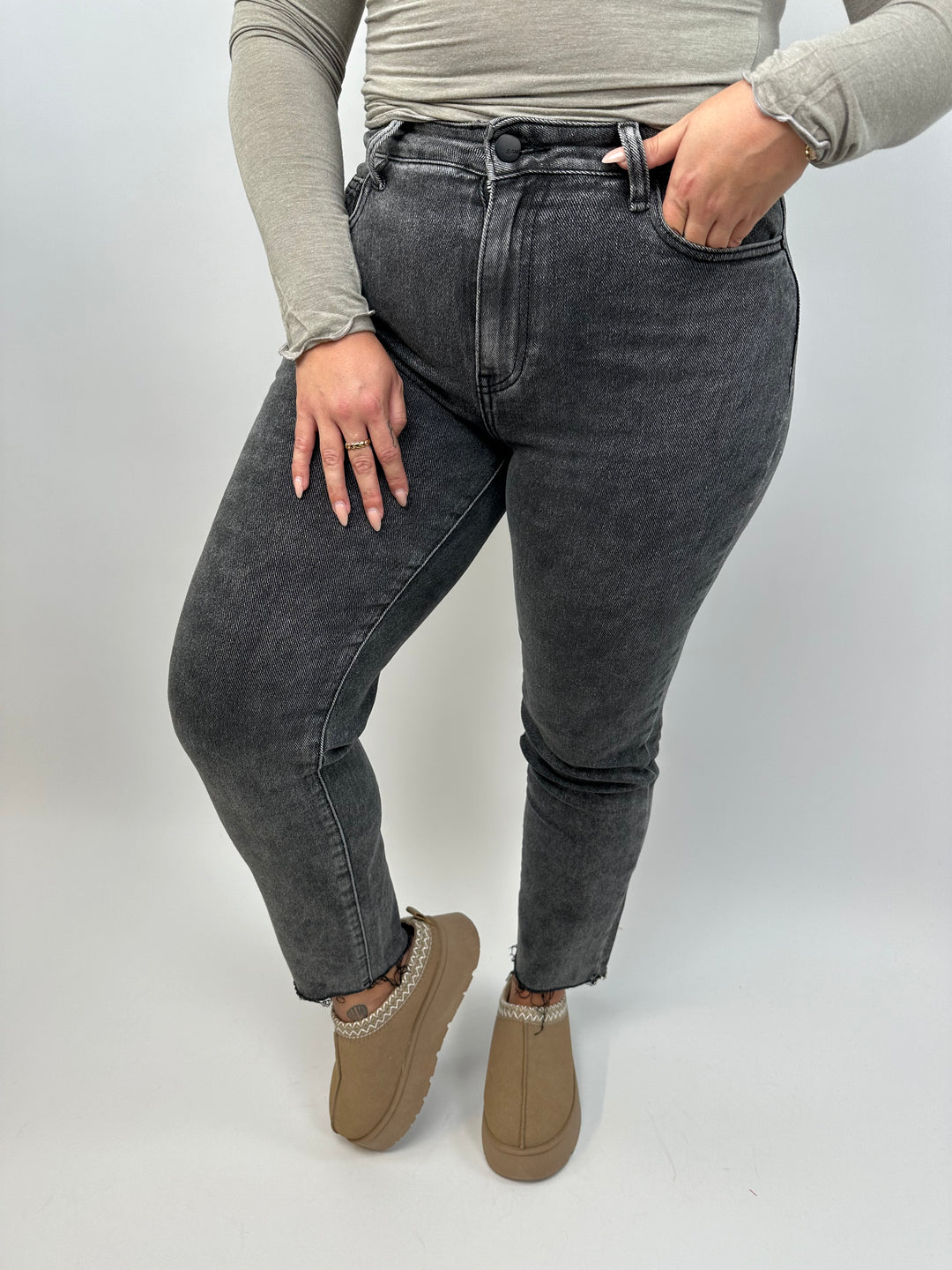 Graue Mom Jeans Anna (2693)