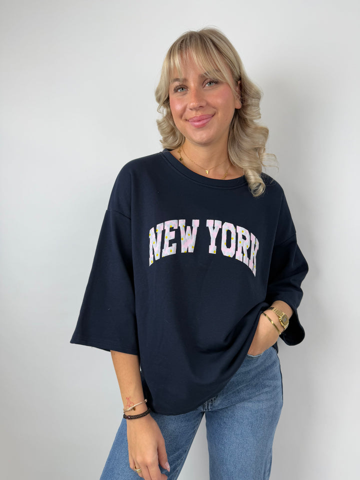 Oversize Sweater mit 3/4 Ärmeln New York