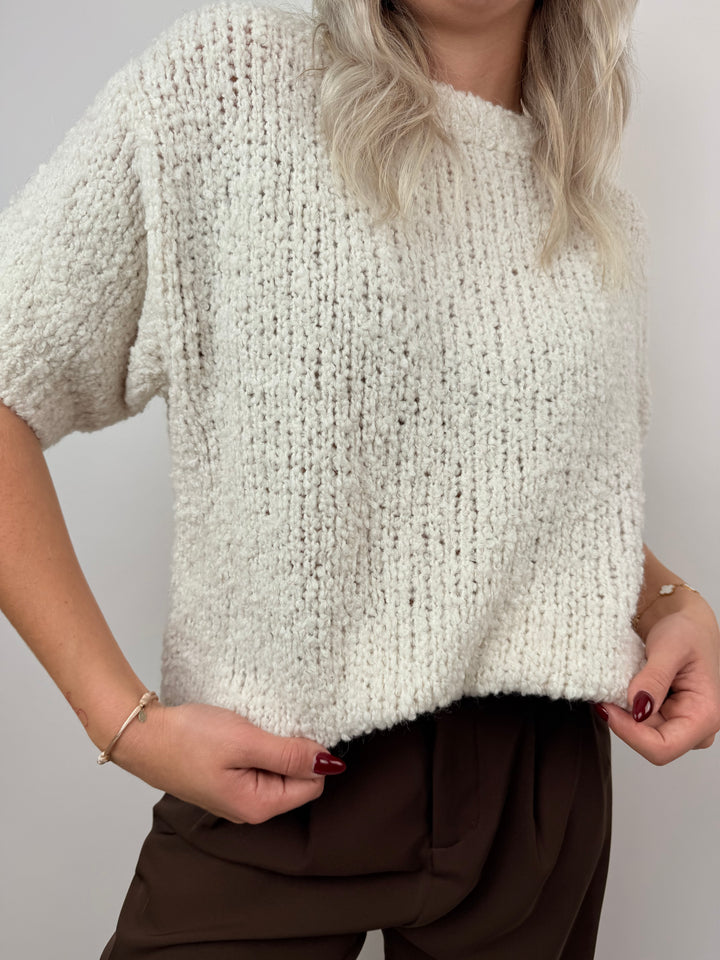 Kurzarmpullover Fluffy Boucle