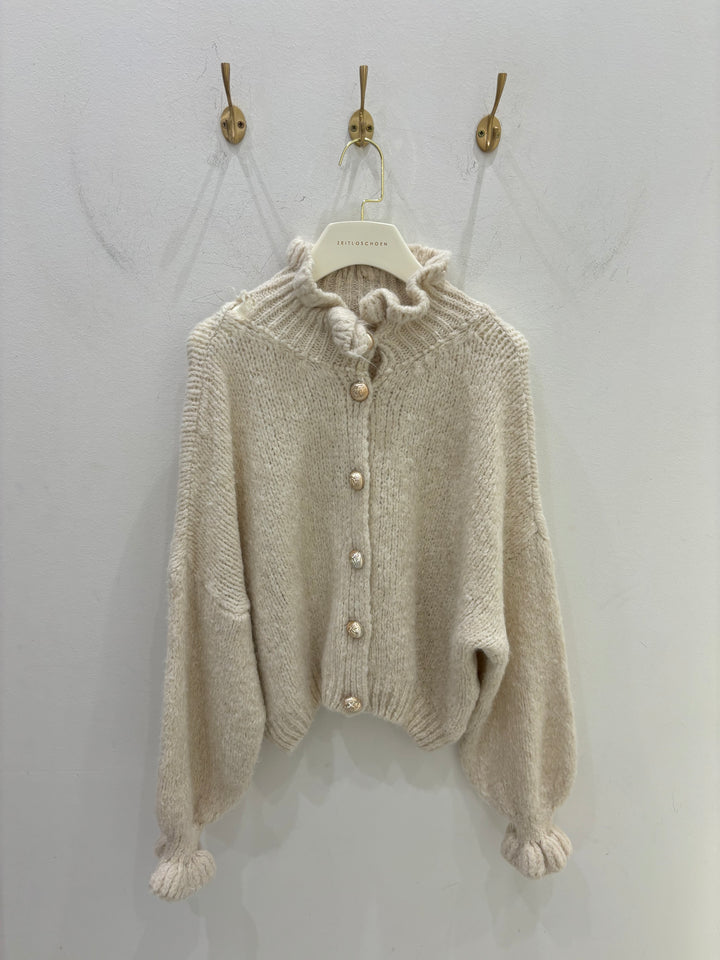 CARDIGAN MIT RÜSCHENKRAGEN MELLI CREME (B-WARE)