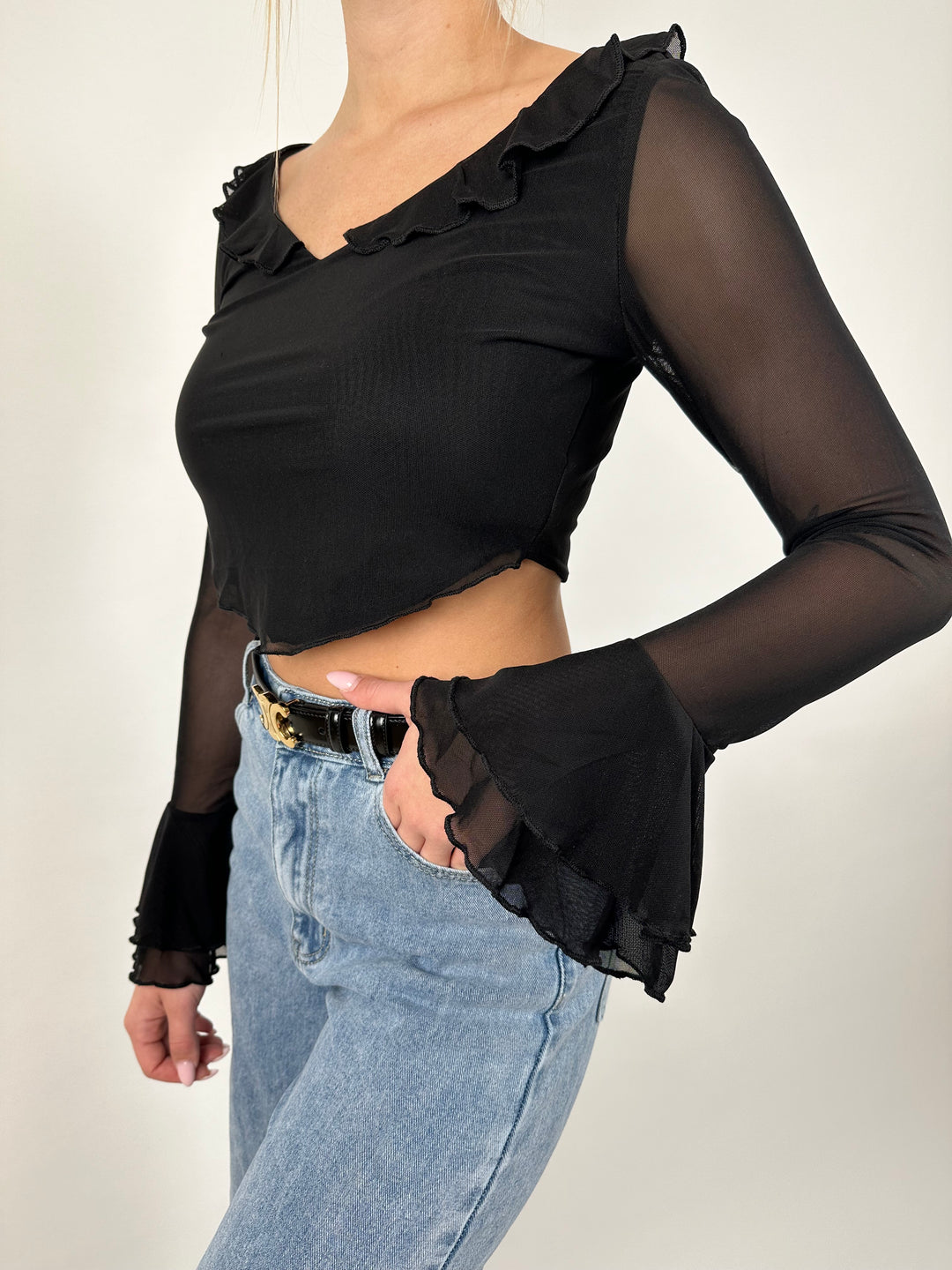 Cropped Rüschenbluse Elif