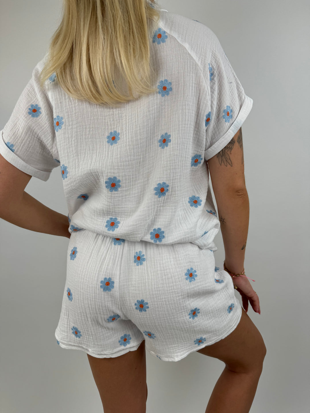 Kurzärmige Musselinbluse Blue Daisys