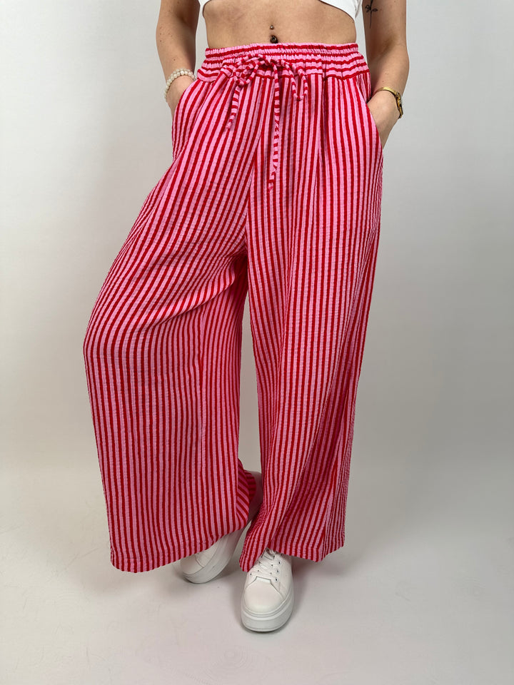 Gestreifte Musselinhose Wide Stripes