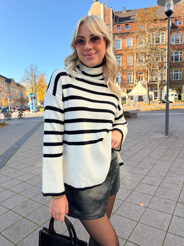 Rollkragenpullover mit Streifen Luna