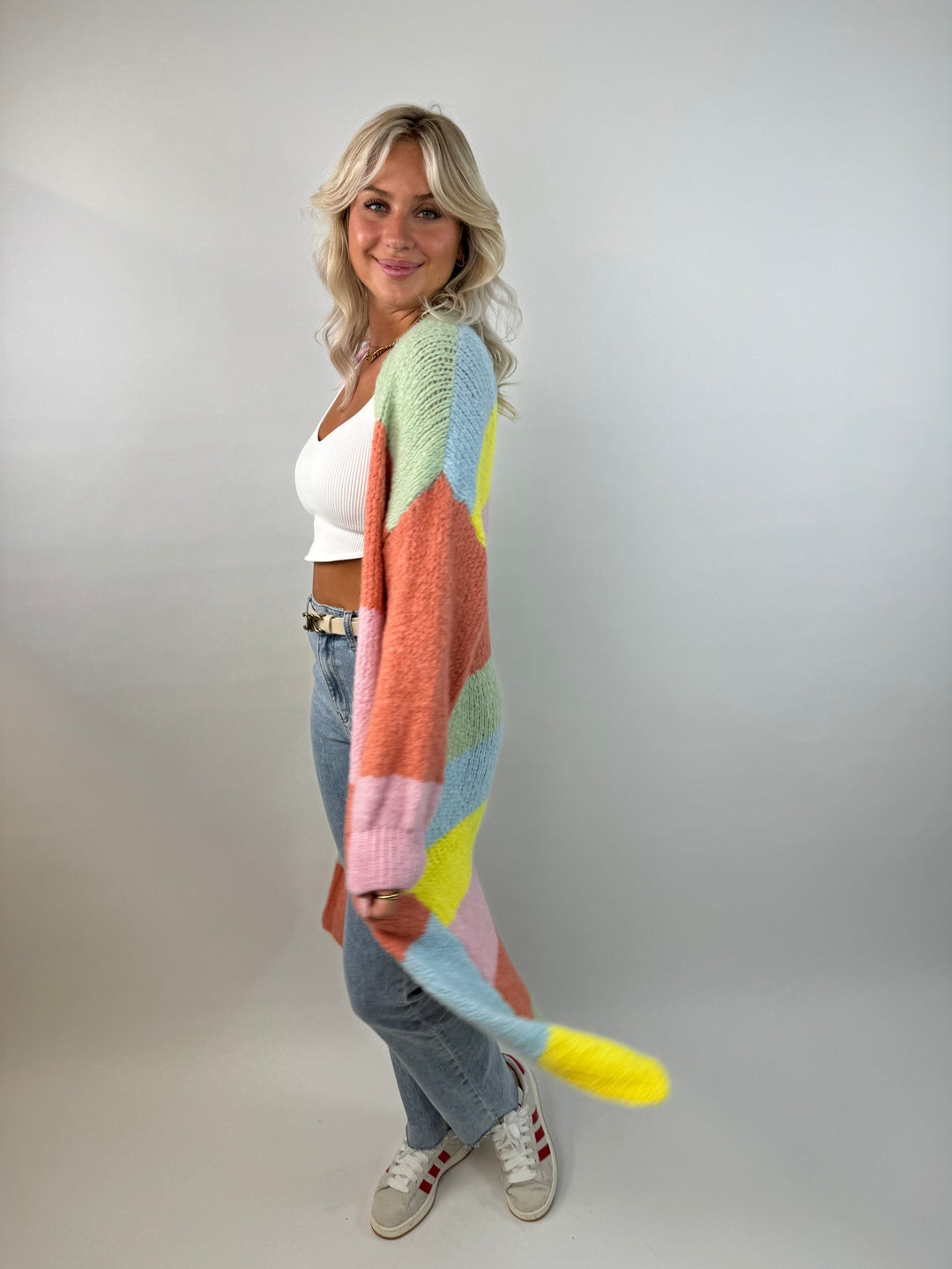 Langer Oversize Cardigan Rainbow