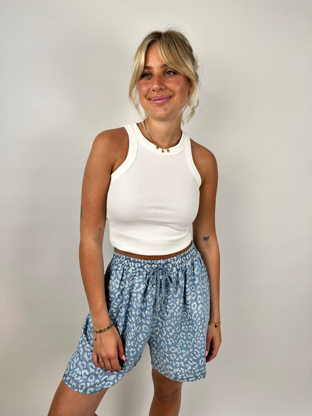 Shorts mit Leoprint Denim Summer