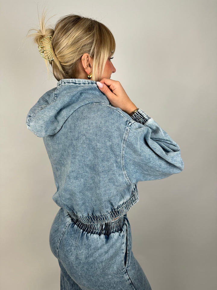 Cropped Denimhoodie Azul