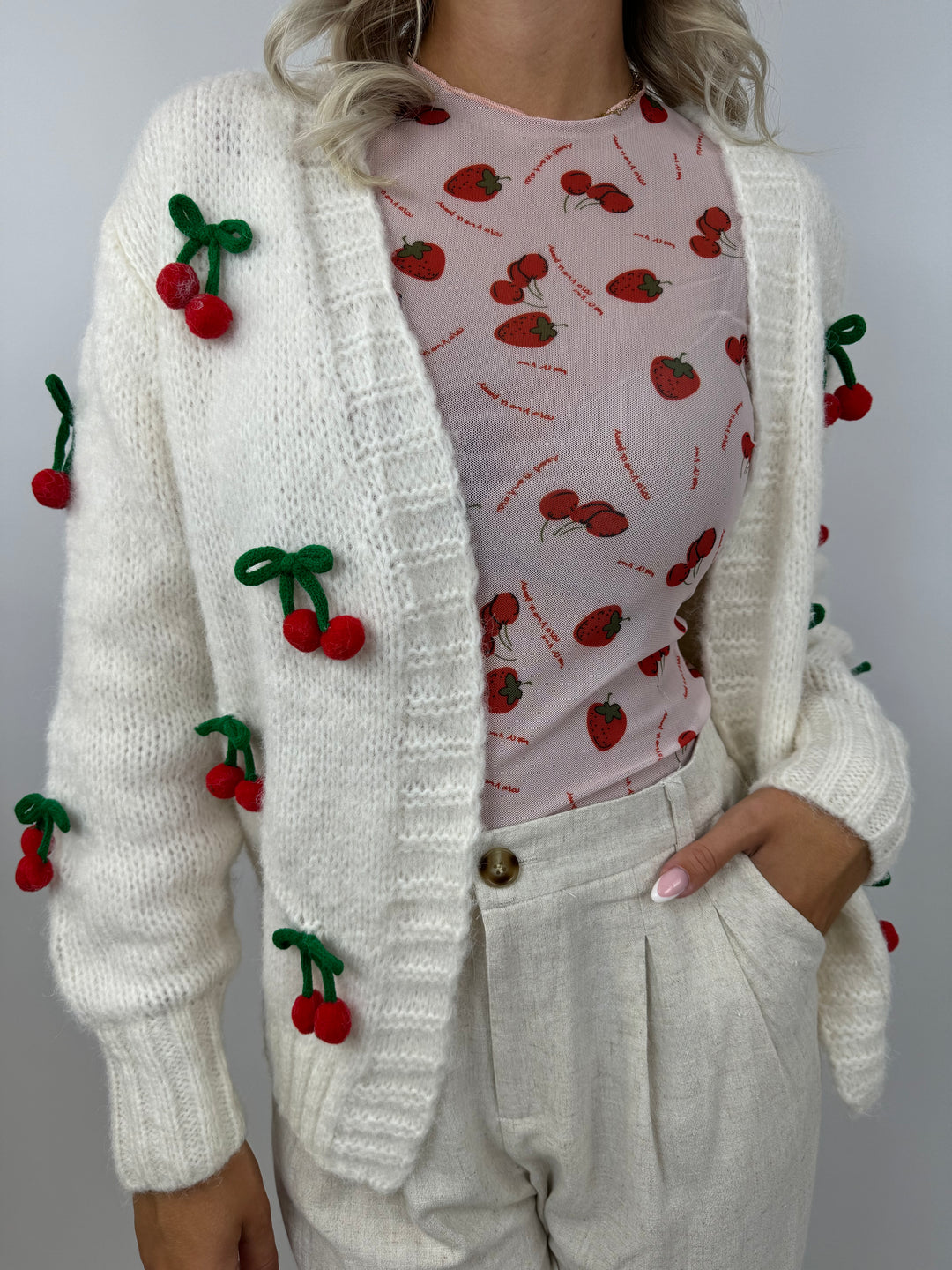 Offener Cardigan Cherry